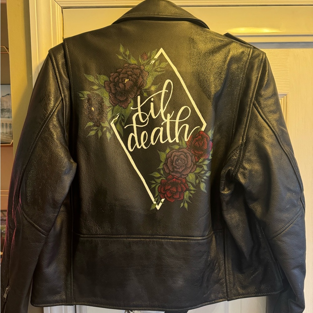 Hand Painted Wedding Leather Jacket